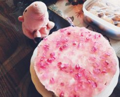 ピグママと桜のレアチーズケーキ
